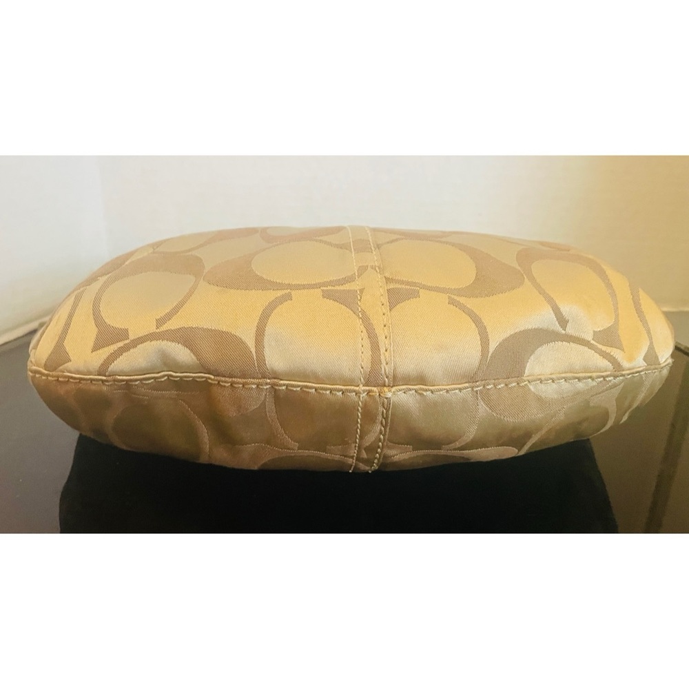 Coach Signature Gold Beige Canvas/Leather Shoulder Bag 12675 - Picture 3 of 14